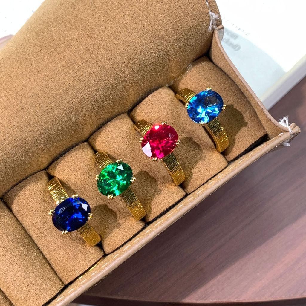 Niche Light Luxury High Sense 8 * 10 Cultivation Gemstone Live Adjustable Ring Fashion Index Finger Ring Jewelry