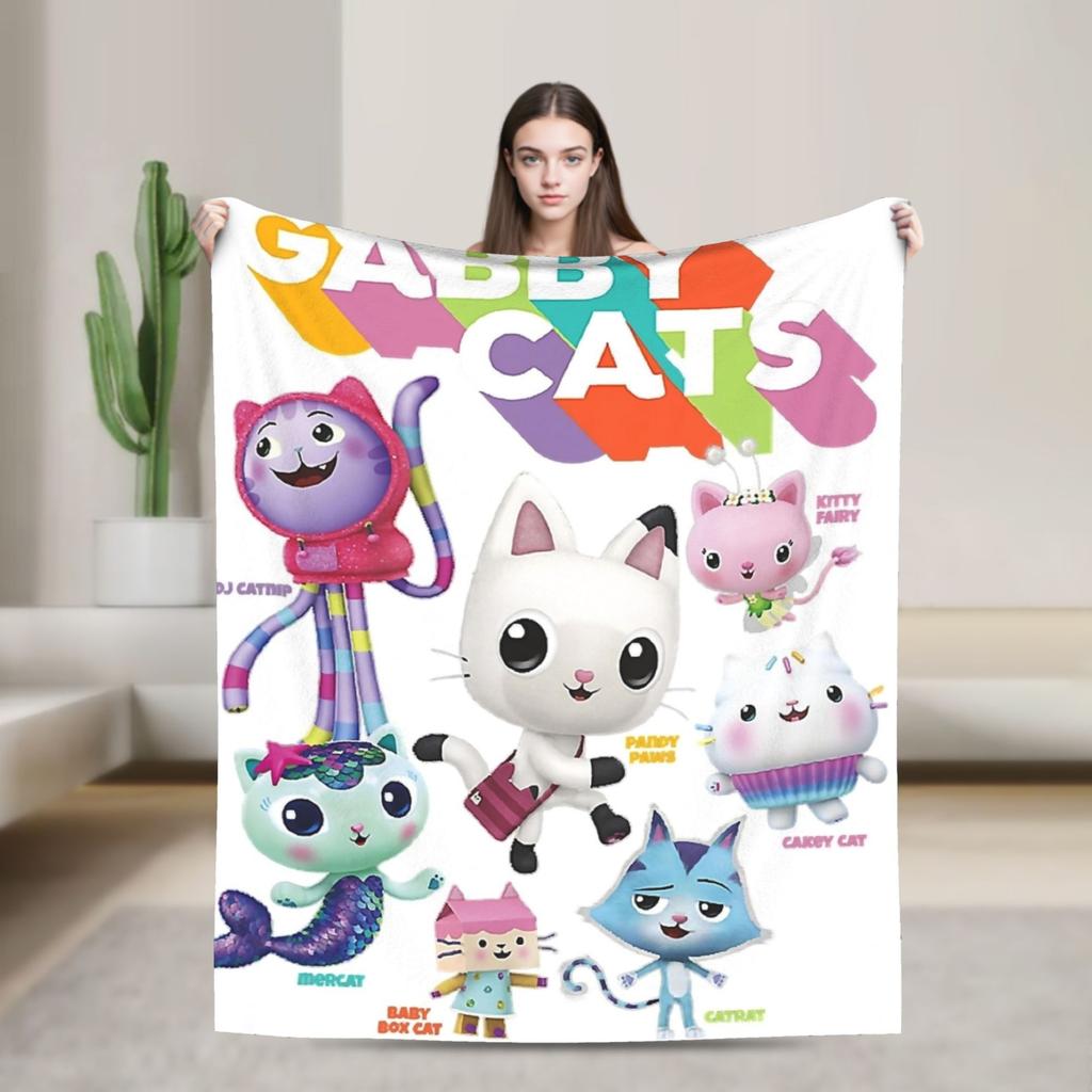 Cartoon Cute Gabby Dollhouse Blanket Cover  Fleece Throw Blankets Summer Air Conditioning Decoration Soft Warm Bedspread
