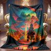 One Comfortable Fantasy Forest Theme Pattern Flannel Blanket Soft High-Definition Digital Print Cooling Blanket All-Season Use! Soft Breathable 100% P