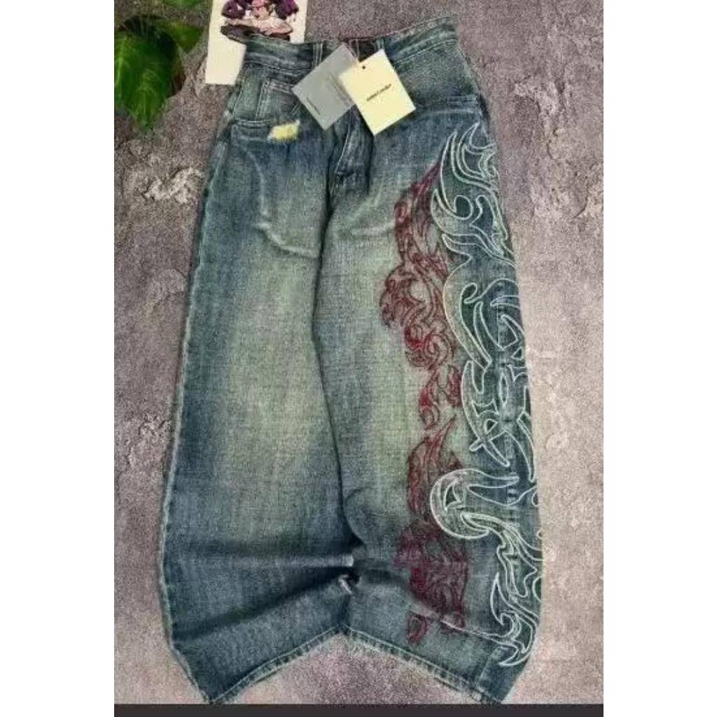 VibeStreet Americká Móda Nové Černé Staré Prané Díry Baggy Džíny Dámské Y2K Vintage Punk Móda Ležérní Joker Vysoký Pas Široké Nogavice Kalhoty