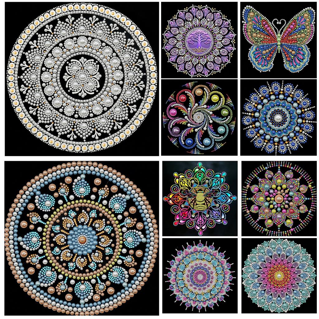 Pittura con Punti Perla Mandala Fai da Te per Adulti/Principianti Regalo Decorazione Casa Kit Pittura Perla 25x25cm Con Telaio