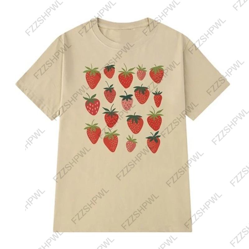 

Strawberry Y2K Cotton Tshirt Grunge Goth Punk High street Short Sleeve Tshirt Unisex Fashion Vintage Unique Casual Clothes 4XL