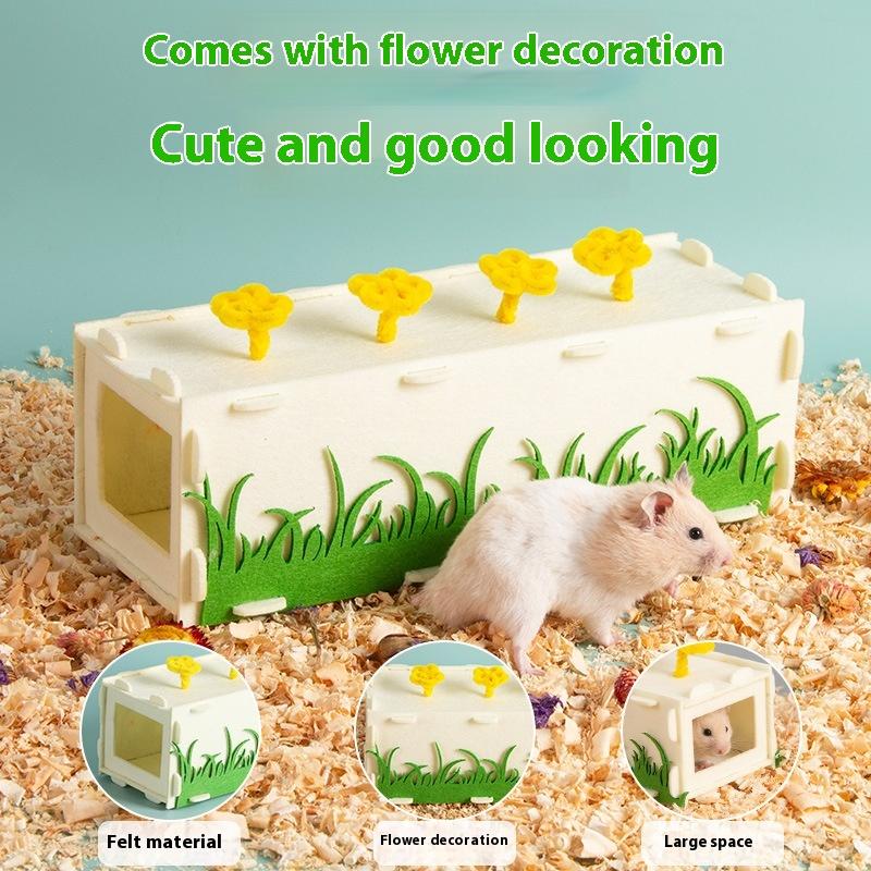 Removable Felt Flower Tunnel Hide Nest Hamster Passage Sugar Glider Hamster Golden Bear Pet Toy Indoor Small Pets Supplies