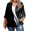 Women's Plus Size Fashion Printed Casual Pleated Round Neck Long Sleeve Top