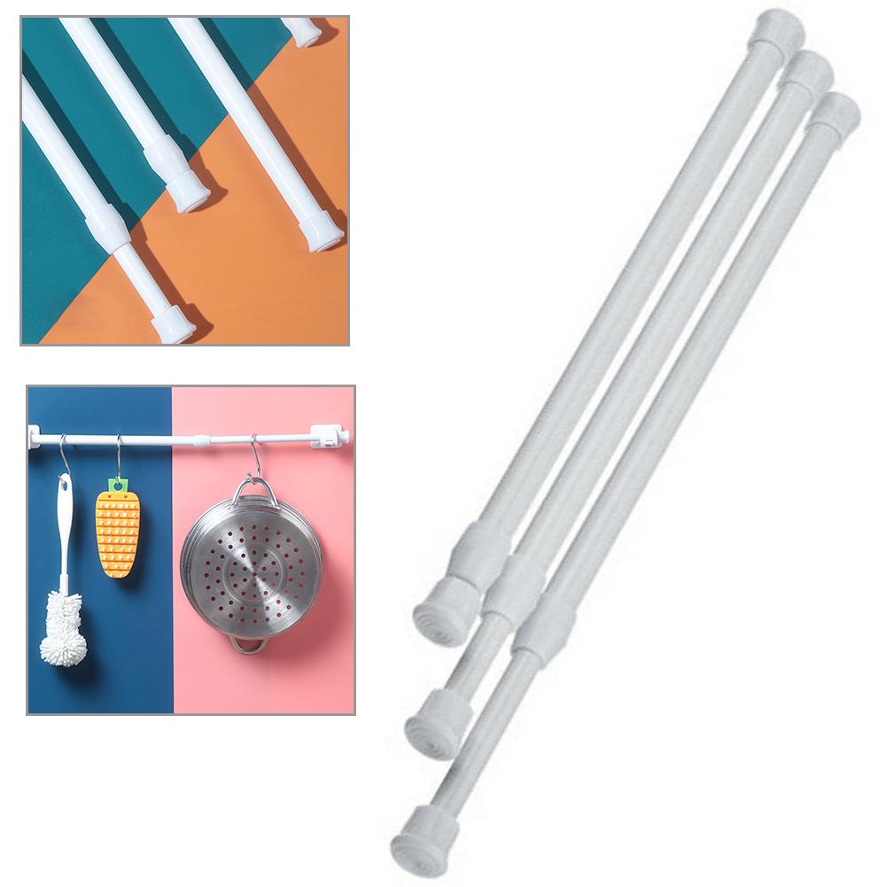 Extendable Curtain Pole for Bathroom Spring Loaded and Tool Installation
