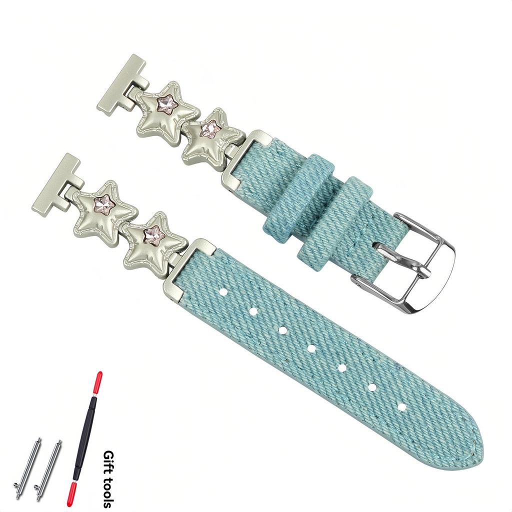14mm Lily2 Strap for Garmin Lily 2 Smartwatch Fashion Star Nylon Quick Release Watch Strap Women Watch Denim Canvas Wristband