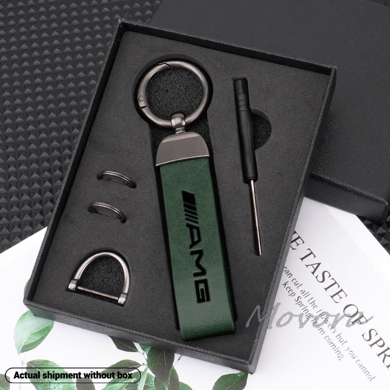 New Metal Leather Car Keyring Keychain Anti-Loss For Mercedes Benz AMG W212 W204 W211 W168 W213 W205 W210 W124 C E S-Class JD2