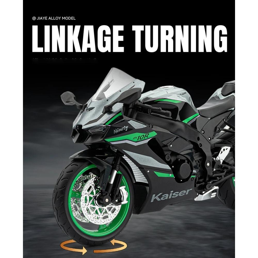 1/9 Kawasaki ZX10R Ninja Alloy Die Cast Motorcycle Model Toy Vehicle Collection Sound and Light Off Road Autocycle Toys Car