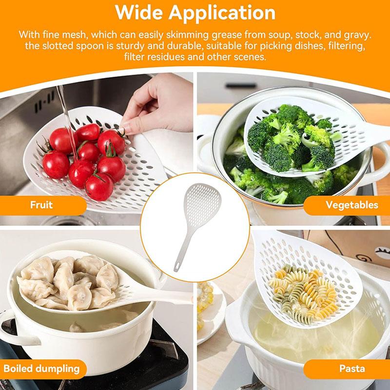 Plastikowe łyżki cedzakowe, odporne na wysokie temperatury, z długim uchwytem, łyżka cedzakowa, cedzak do makaronu, chochla kuchenna do smażenia i gotowania