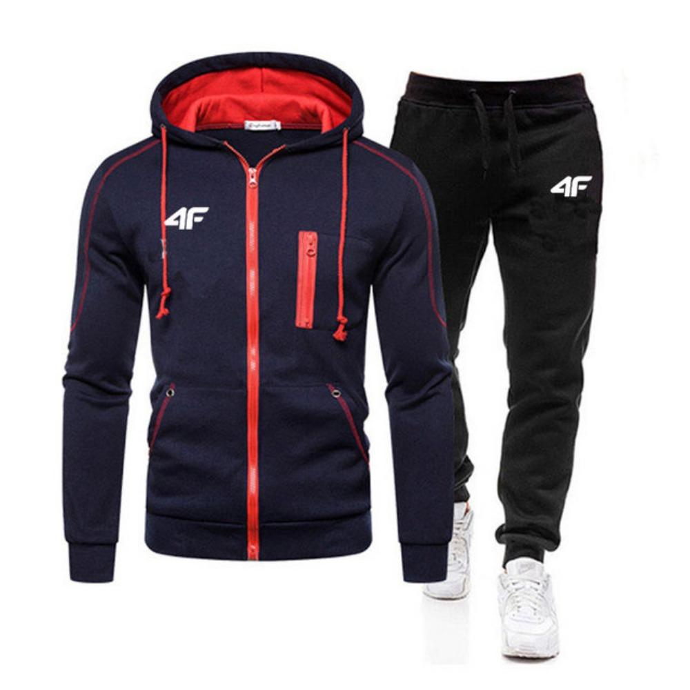 Autumn and Winter Men's Sportswear Zipper Hoodie+Pants 2-piece Set Sportswear Fashion Casual Men's Wear