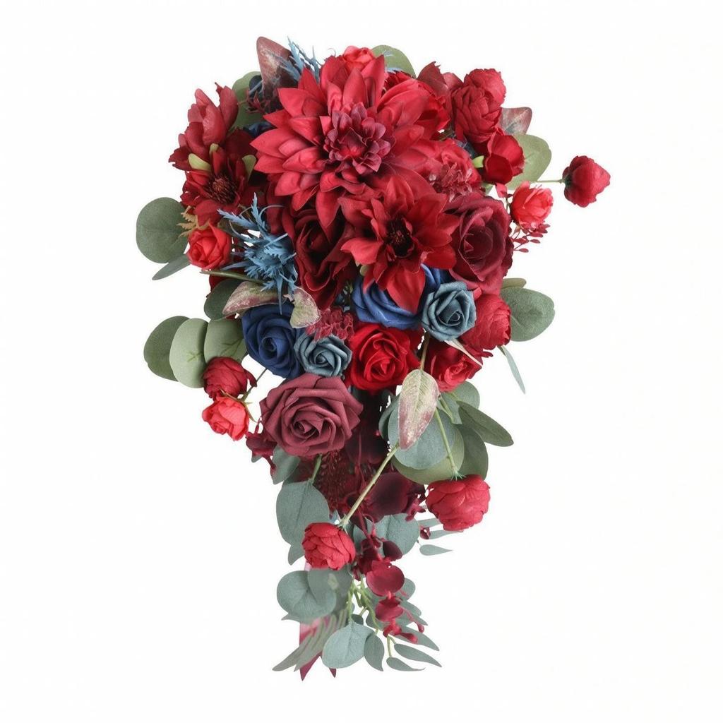 Flower Arrangement Layered Cascading Teardrop Bridal Bouquet Lens-Ready for