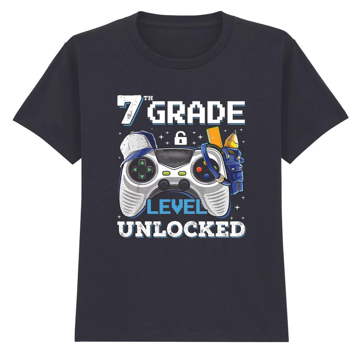 Разблокирован 7-й класс Игровая Школа Детская Футболка Мальчики Девочки Футболка-Веха 160