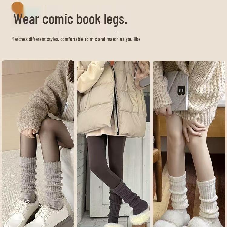 Women's Y2K Knitted Stirrup Leg Warmers - Thick, Warm Knee-High Socks for Autumn and Winter