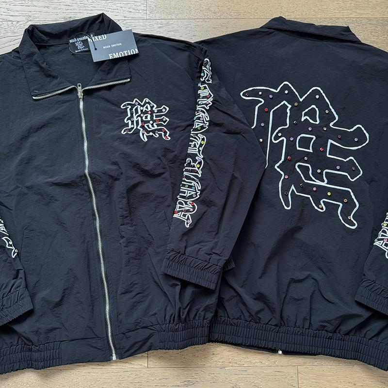 BeatStreet Zipper Jacket Autumn New Style Colored Hot Diamond Print Mixed Emotion Windbreaker Suits Men's Clothing