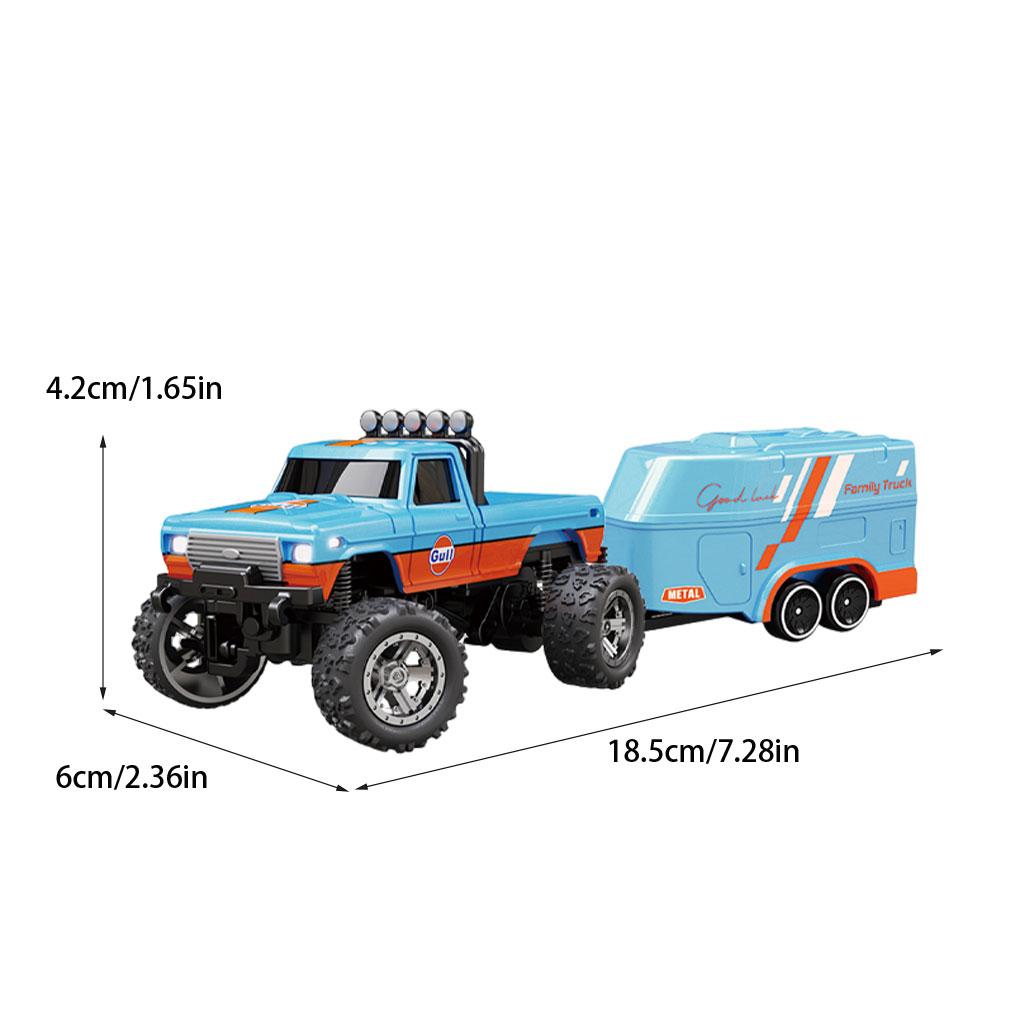 ABS 1/64 Mini Rc Monster Truck With Trailer 4G Remote Control USB Rechargeable Alloy Housing