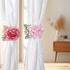 Pack of 2 Artificial Flower Curtain Holdbacks Clip Window Curtain Rope Tie Drapery Holdback Buckle Wedding Party Decors