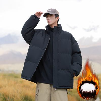 Men's Stand-up Collar Cotton-padded Jacket for Boys In Autumn and Winter New Loose Windproof and Cold-proof Thickened Warm Cotton-padded Jacket