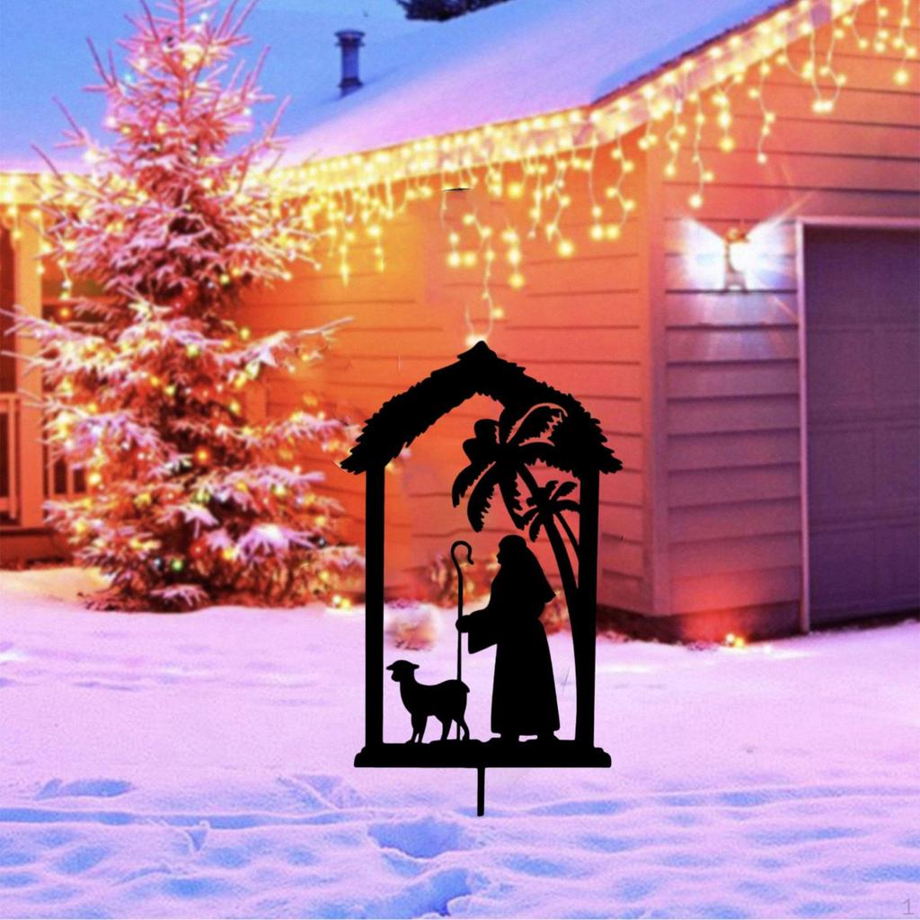 Christmas Nativity Scene Garden Stake Courtyard Sign Durable Multifunctional Yard for Aisle,