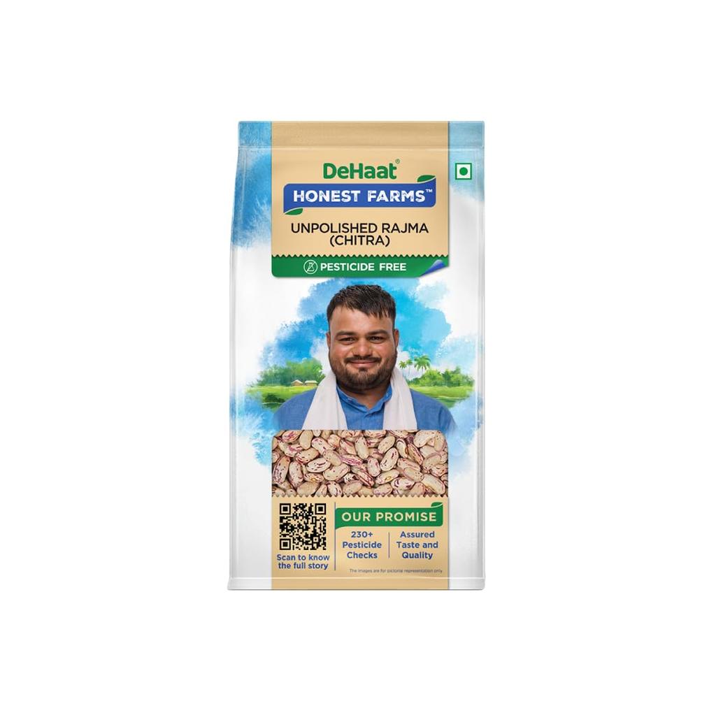 DeHaat Honest Farms Pesticide Free Unpolished Rajma (Chitra) 1 KG - Pesticide Free