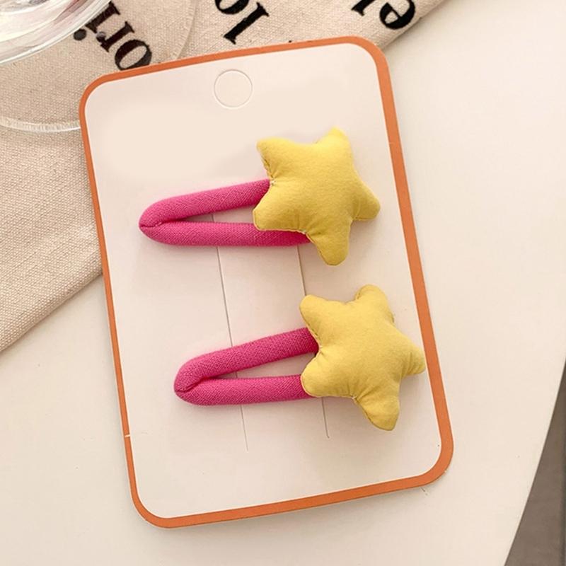 Star Snap Hair Clip Y2K Non-slip Colorful Hair Barrettes Metal Sponge Star Shaped Hairpins Cute Hair Clip for Teen