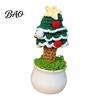 Holiday Desk Accessories for Office Hand Crochet Potted Christmas Tree, Creative Knitted Plant, Mini Atmosphere Home Decor Cute Desktop Decorations,