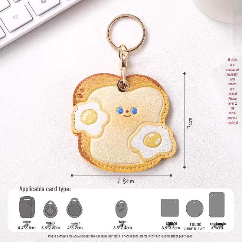 Newcomer 1.38 Exclusive: Cartoon Fried Egg Toast Card Holder, Mini Teardrop & Round Shape
