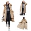 Women's Korean Style 3-in-1 Reversible Long Cotton Parka with Removable Liner and Slimming Waist