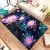 Mystical Pink Lotus On Sparkling Water Patterned Carpet, Non Slip Mat Suitable for Living Room and Bedroom Sofas
