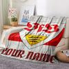 1pz Coperta di Flanella Personalizzata con Nome e Motivo VfB Stuttgart Adatta a Tutte le Stagioni per Arredamento Casa Calore e Comfort Regali Regalo Festivo_xia