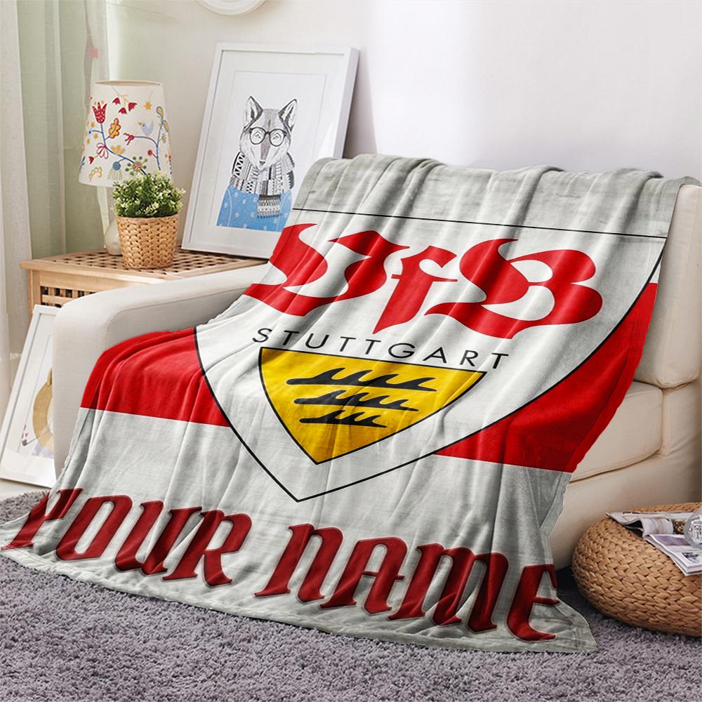 1pz Coperta di Flanella Personalizzata con Nome e Motivo VfB Stuttgart Adatta a Tutte le Stagioni per Arredamento Casa Calore e Comfort Regali Regalo Festivo_xia