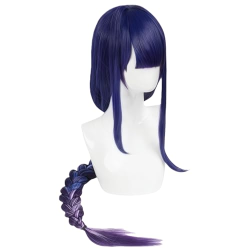 Genshin Impact General Raiden Wig, Heat-Resistant, Cosplay Wig with Net, for Events, School Festivals, Cultural Festivals, and Photo Shoots. Thunder G