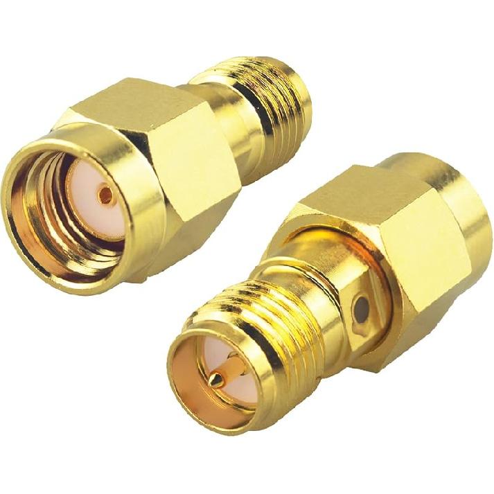 Boobrie 2-Pack Upgraded SMA Female to RP-SMA Female Adapter DC-18GHz VSWR ≤1.15 RF Coaxial Gold-Plated Adadper for FPV Drone Signal Booster