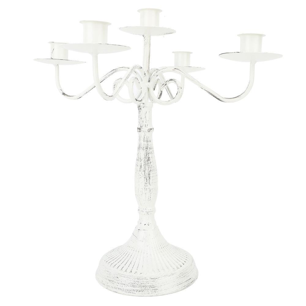 White Pillar Candle Holder Cast Iron Candlestick Holder Decorative Candle Stand  Dining Table