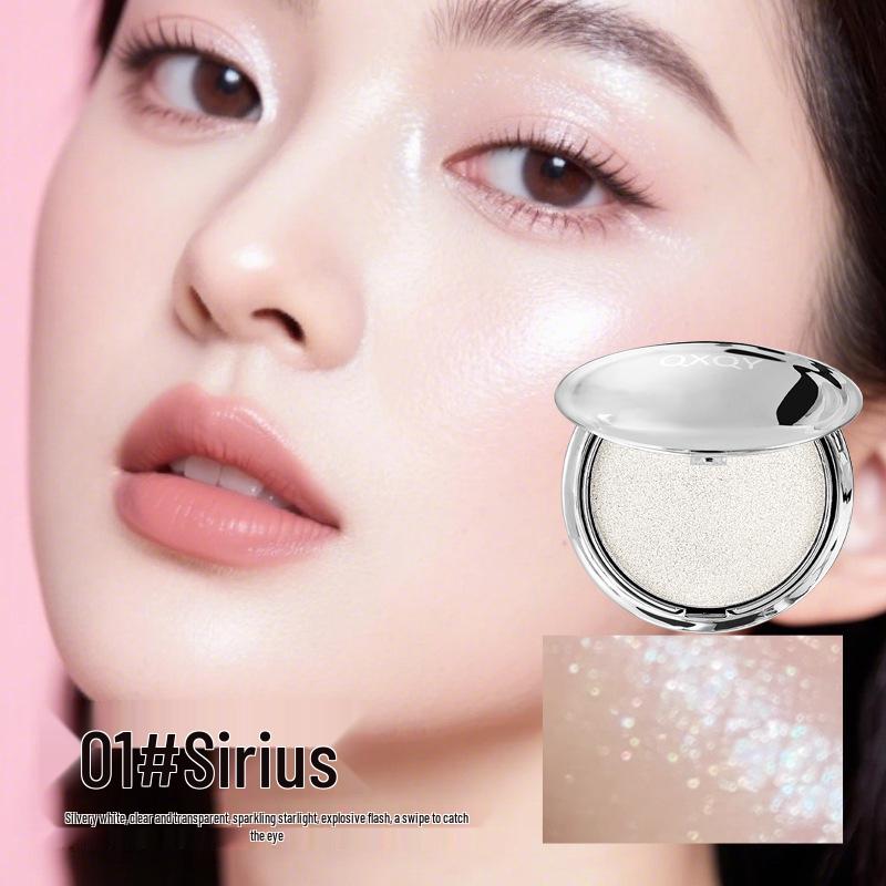 QXQY Pearlescent Highlight Powder - Shimmering Face Brightener with Glitter Flakes
