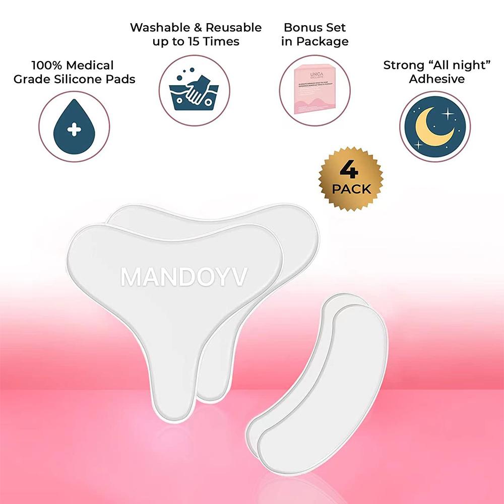 4 pcs Reusable and Washable Chest Wrinkle Pads and Neck Wrinkle Patches