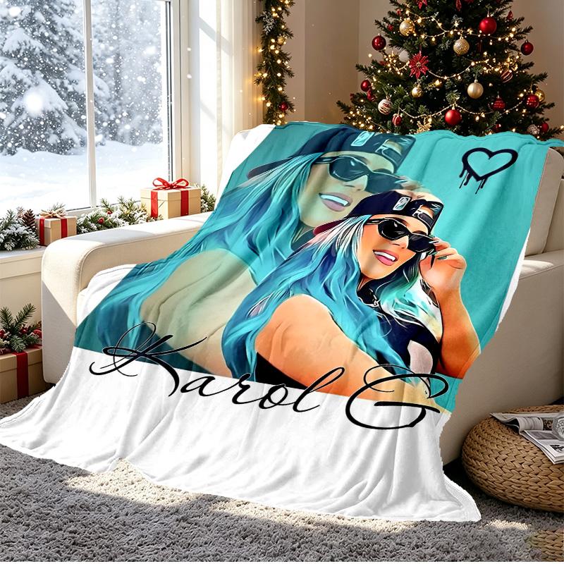 Karol G Pattern Blanket for Home Decoration, Bed, Sofa, Car Travel, Camping, Suitable for All Seasons, Birthday Christmas Gift