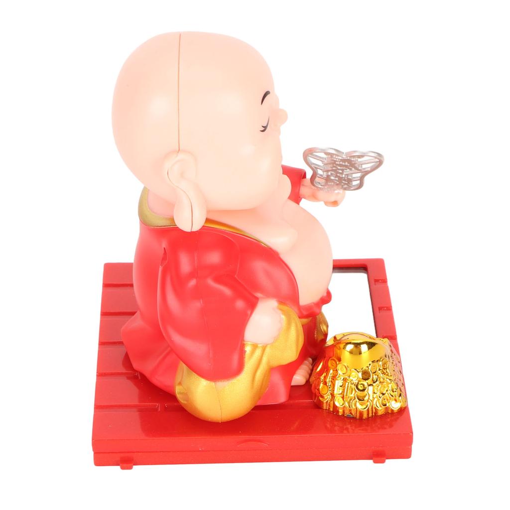 Solar Buddha Figurine Maitreya Auto Hand Shaking Solar Powered   ABS Buddha Statue for Home Car