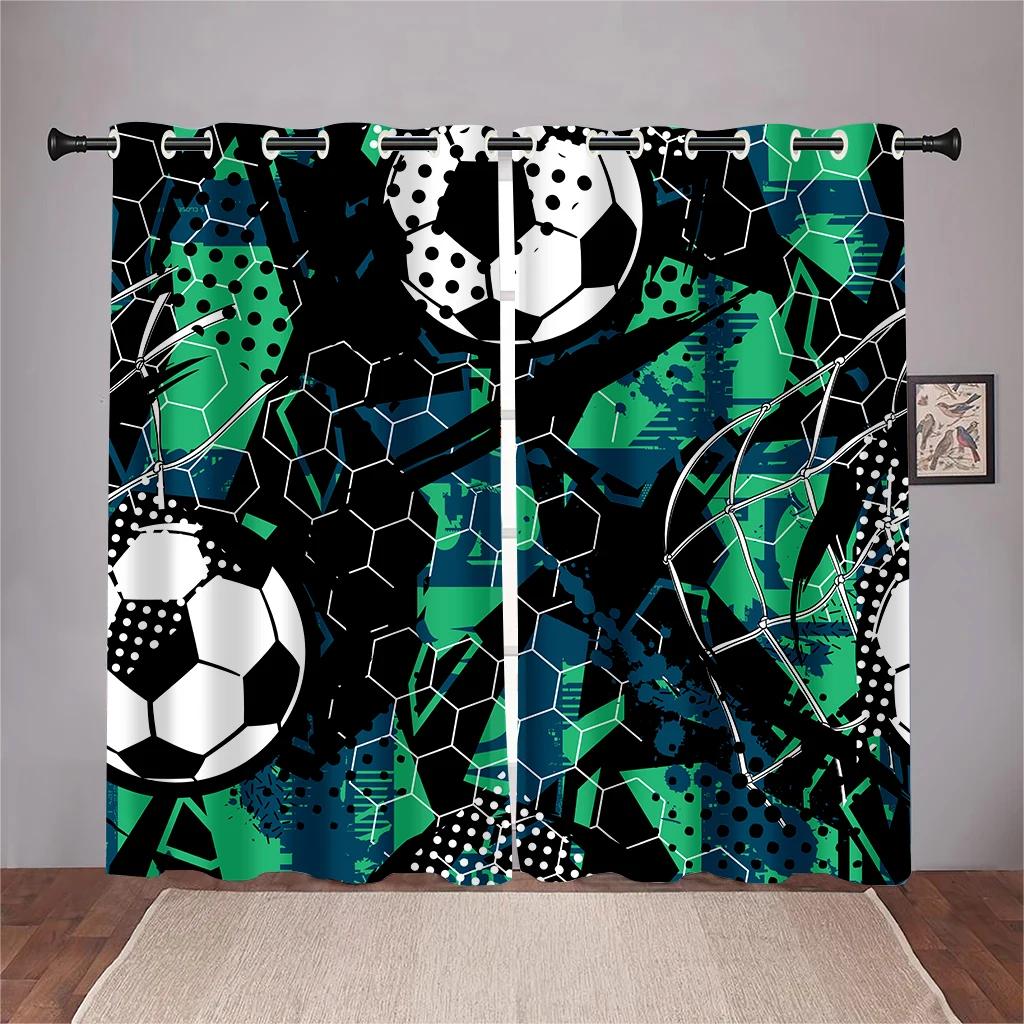 3D Fußballspieler Kickball Vorhänge Cooler Kickball Pose Muster Vorhang 2 Paneele Fußballfan Wohnzimmer Schlafzimmer Arbeitszimmer Kinderzimmer Dek