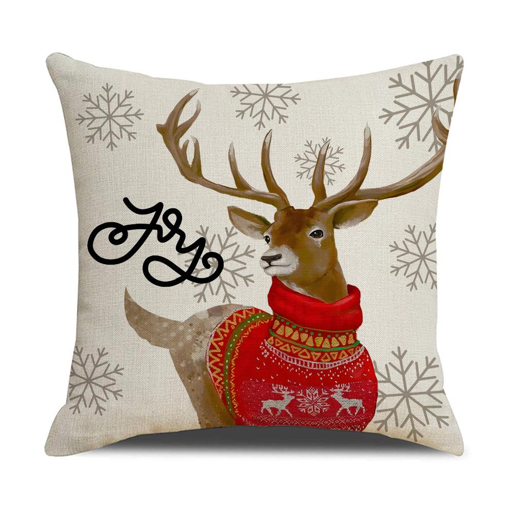

Рождественская наволочка с лосем Полиэстер Домашнее украшение для дивана Подушка Праздничное удобство Подушка для спины 45 * 45Cm (excluding pillow core)