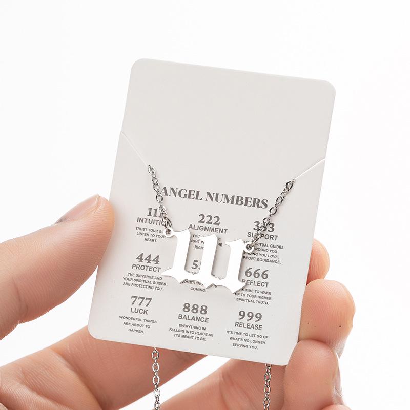 Angel Number Necklace for Women: Stainless Steel 000-999 Pendant Clavicle Chain