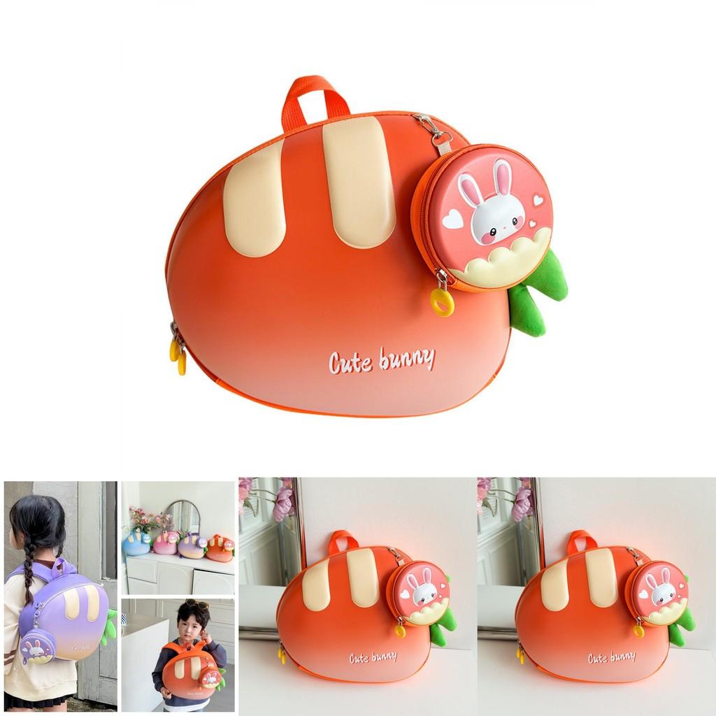 Joyful Eye-catching Carrot Design Kids Backpack For School With Breathable Oxford Material Playful Style