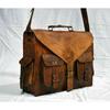 Men's Genuine Vintage Fat Stich Leather Messenger Shoulder Laptop Bag Briefcase