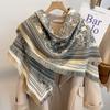 Autumn Winter Faux Cashmere Scarf with Thick Square Scarf, Air Conditioning Cover, Tassel Warm Shawl for Women