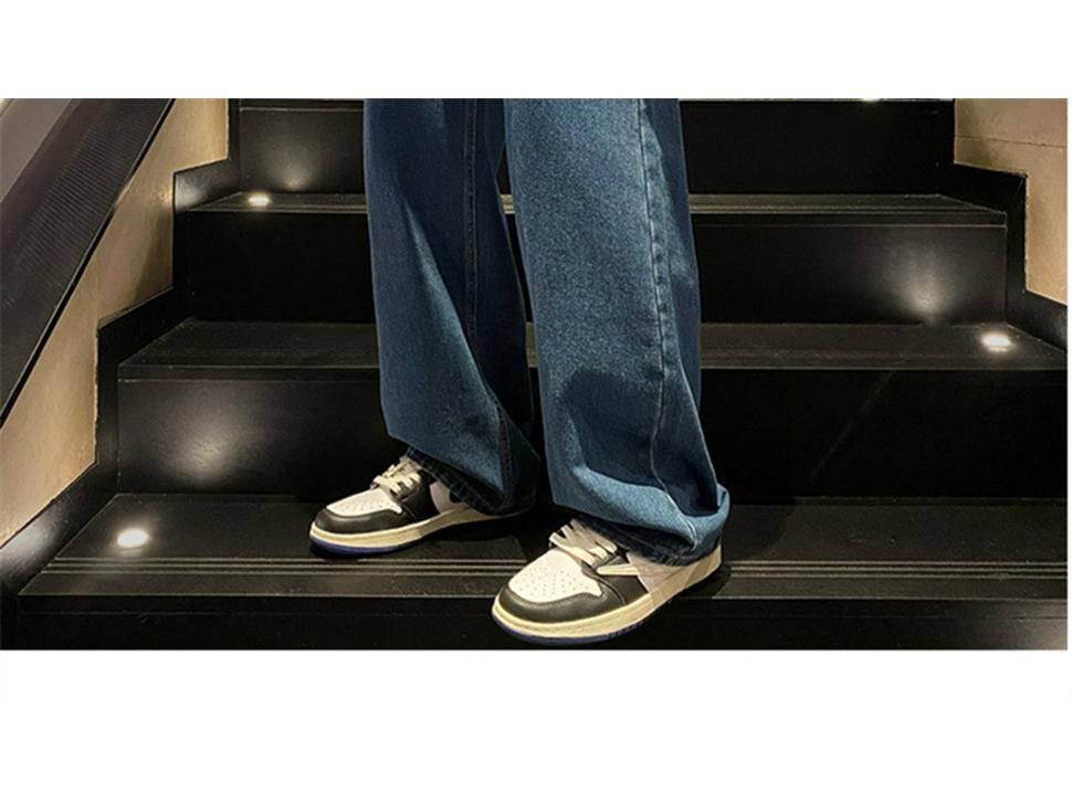 Men's Retro Solid Color Jeans: Spring & Autumn Straight-Leg Dad Pants, Loose Fit, Black/Grey, Wide Leg, Versatile Casual Long Pants