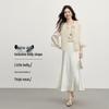 Lustrous Satin A-Line Skirt with Lace Splicing