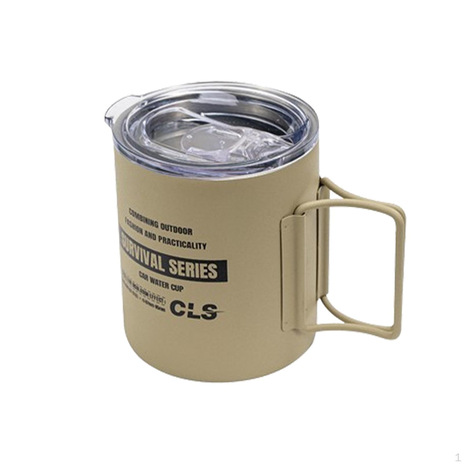 

Кемпинговая кружка с двойной стенкой и вакуумной изоляцией из нержавеющей стали 304, посуда для питья на открытом воздухе хаки
