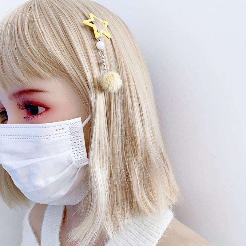 Kleiner Stern Haarspange für Mädchen Retro Haarspange Accessoire Pelziger Ball Anhänger Haarspange