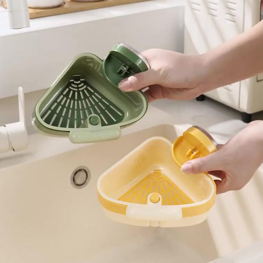 Suction Cup Sink Corner Rack Strainer Quick-Drain Self-Cleaning Sink Strainer Basket Food Waste Catcher for Kitchen Sink