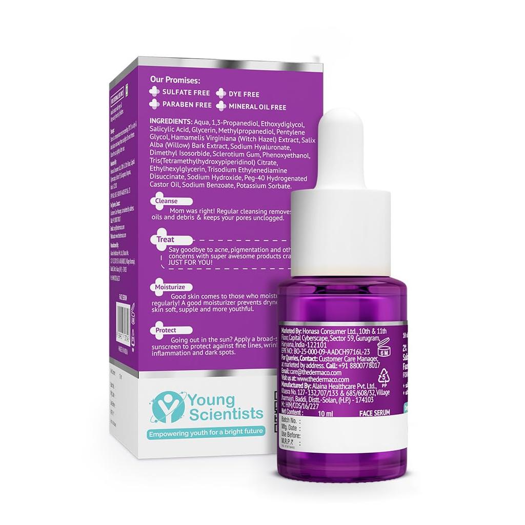 The Derma Co 2% Salicylic Acid Face Serum 10 Ml Pack for Acne Control, Pore Tightening & Exfoliation