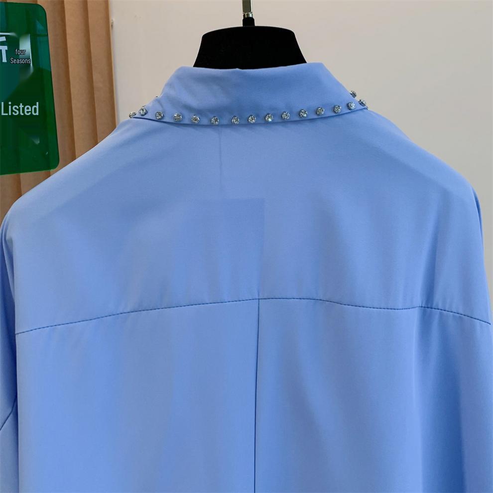 Camicia Larga Taglie Forti Manica a Pipistrello Strass Stile Hong Kong Primavera/Estate 2026